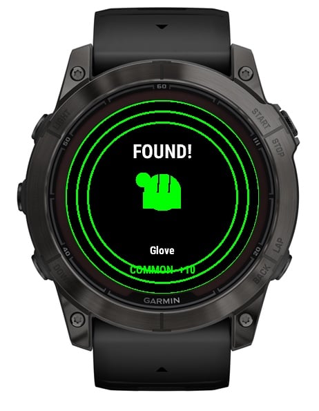 FOUND! celebration screen showing a glove worth 10 points