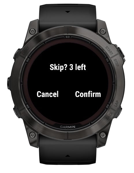 Confirmation dialog asking Skip? 3 left